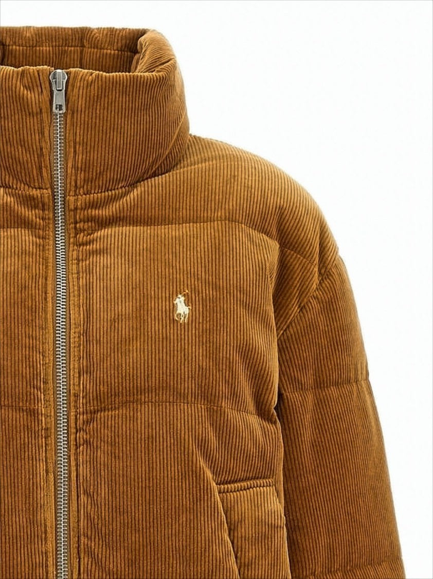 Polo Ralph Lauren Cropped Corduroy Puffer Jacket With High Collar