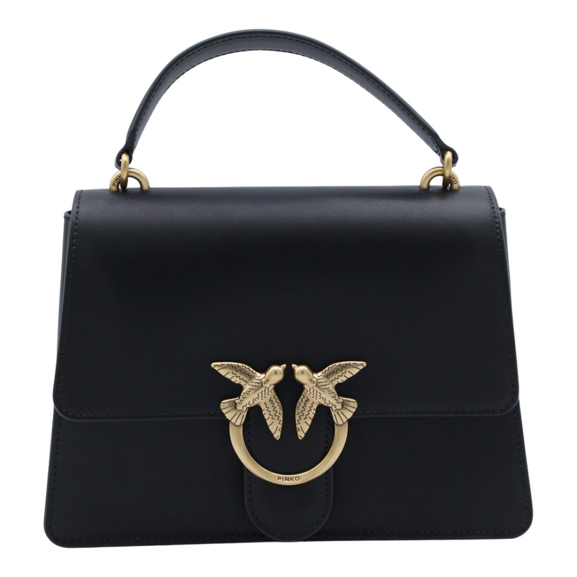 Pinko Structured Handbag With Gold-Tone Bird Clasp