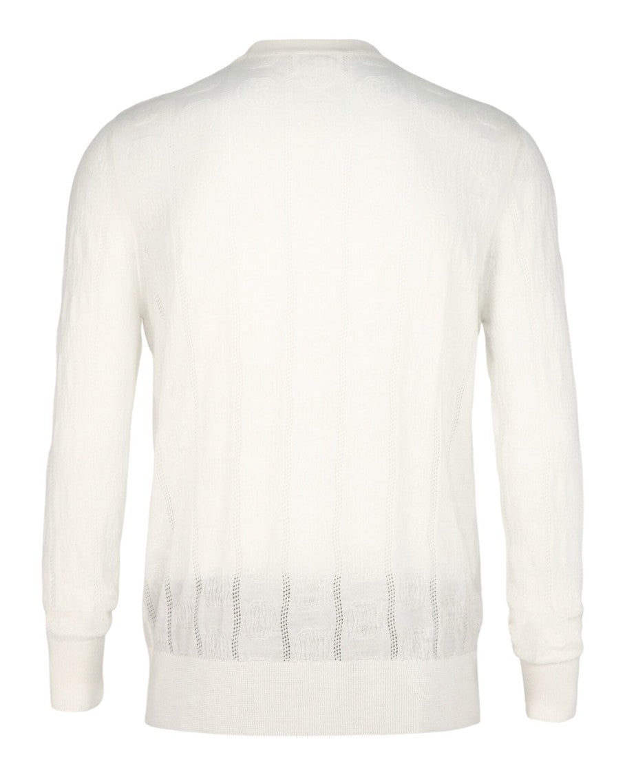 Bally Textured-Knit Crewneck Sweater With Geometric Jacquard Design