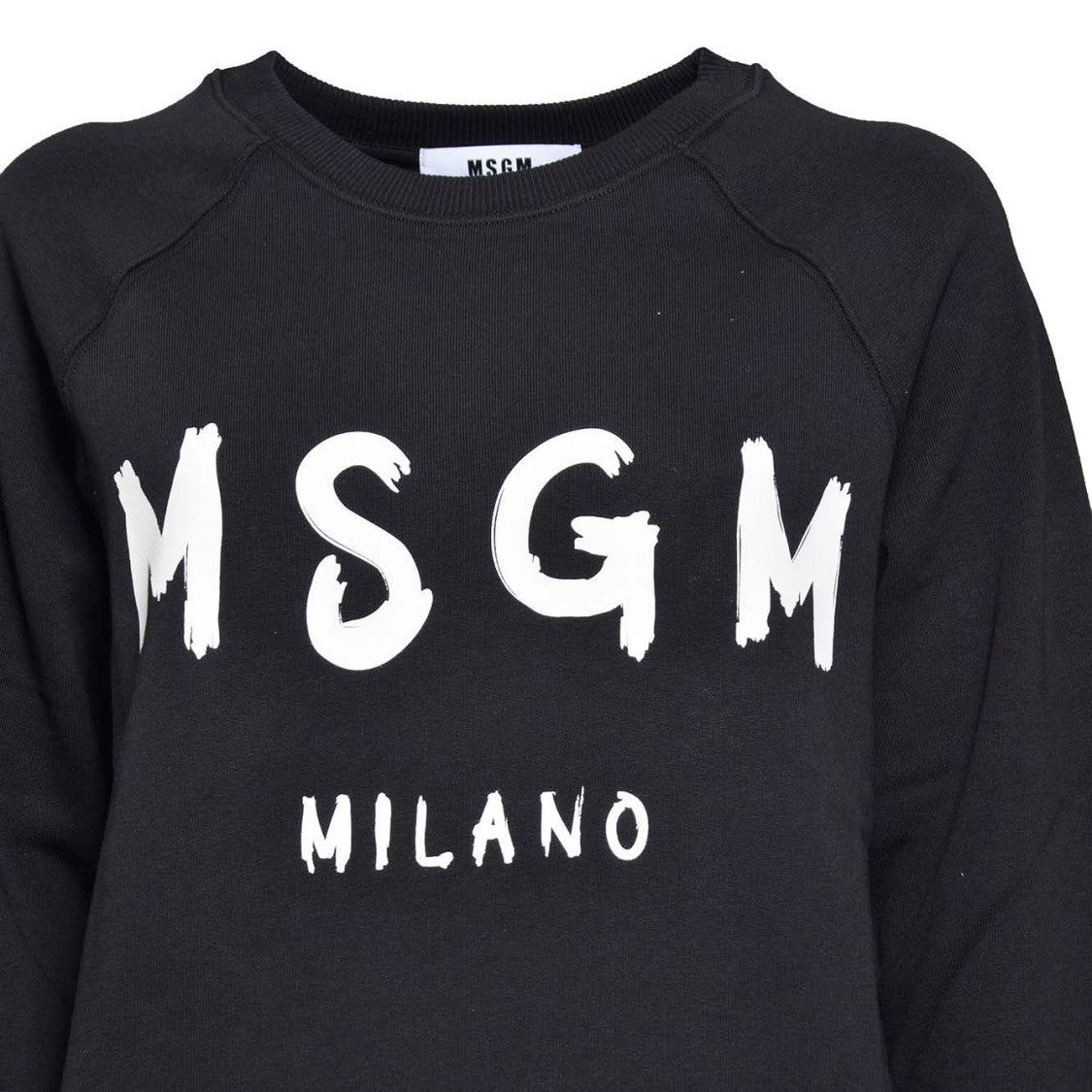 Msgm Black Cotton Crewneck Sweatshirt