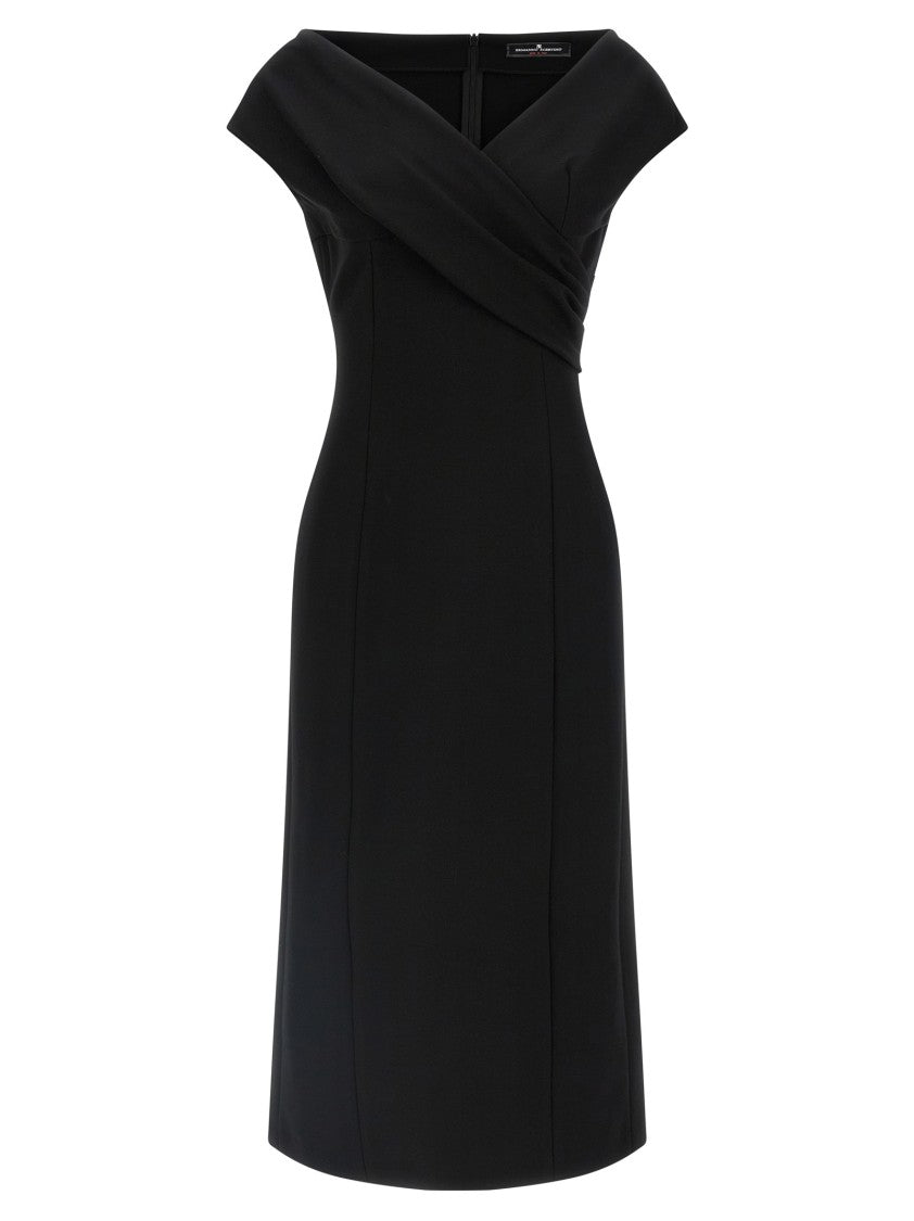 Ermanno Scervino Midi Dress With Crossover Front And Draped Detailing