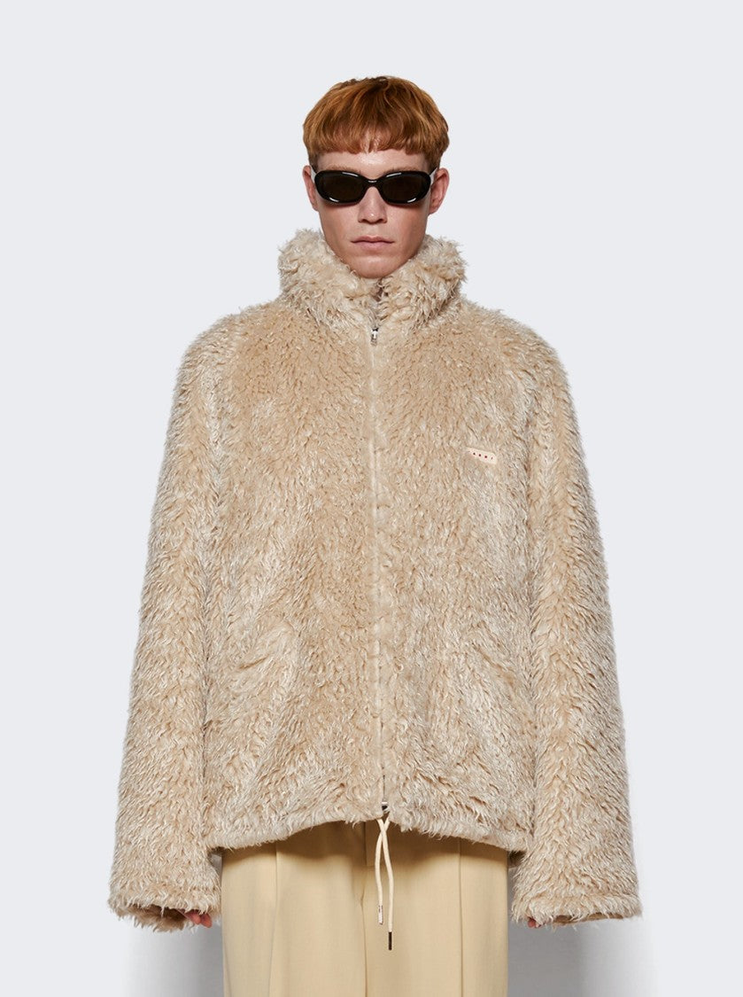 Marni Shaggy Jacket With Detachable Hood And Boxy Fit