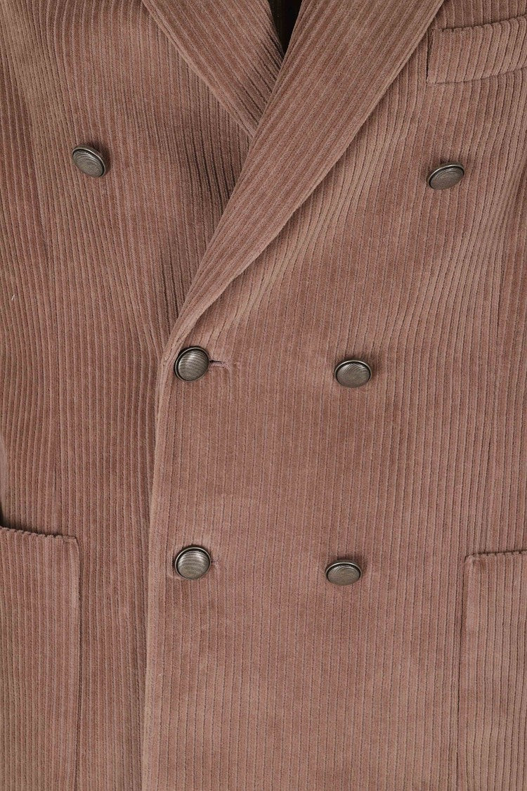 Circolo 1901 Brown Double-Breasted Corduroy Cotton-Blend Blazer