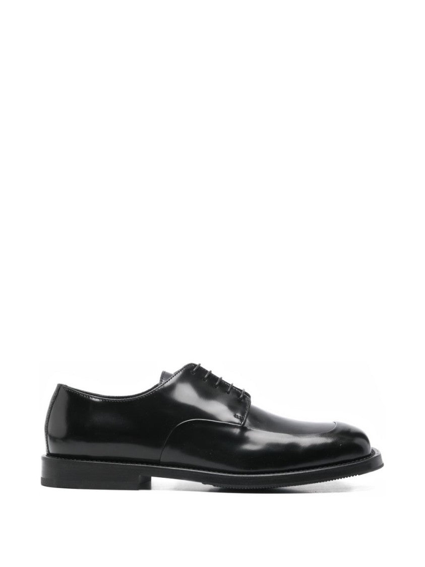 Moschino Black Silk And Nylon Almond Flats