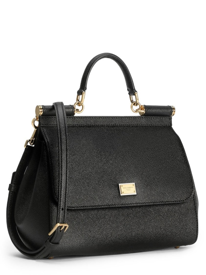 Dolce & Gabbana Structured Textured Leather Tote With Gold-Tone Hardware