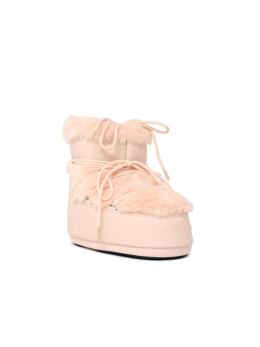 Moon Boot Icon Low' Antique Pink Synthetic Fur Ankle Boots