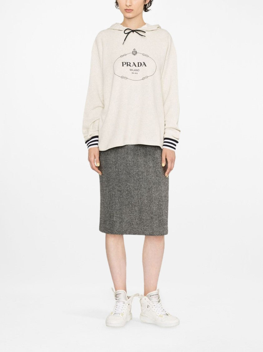 Prada Relaxed Fit Hoodie With Signature Logo Print