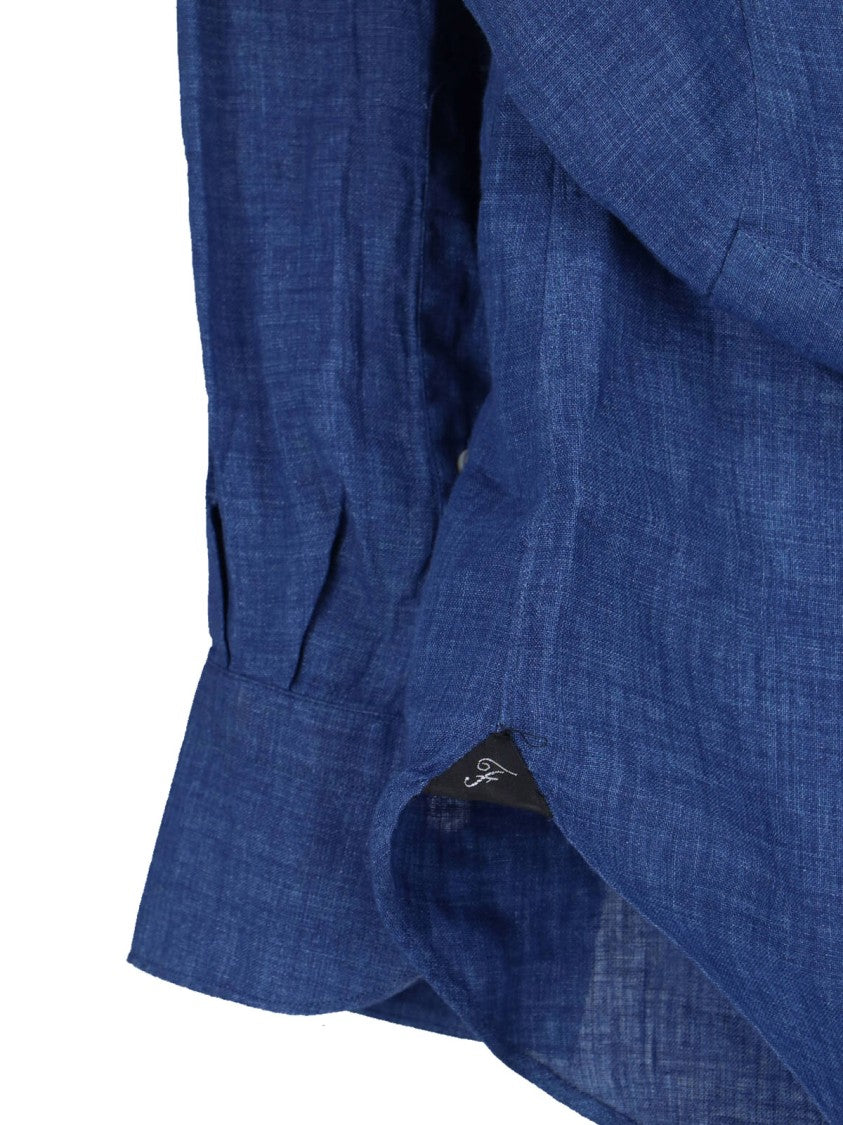 Finamore Blue Gaeta Linen Shirt