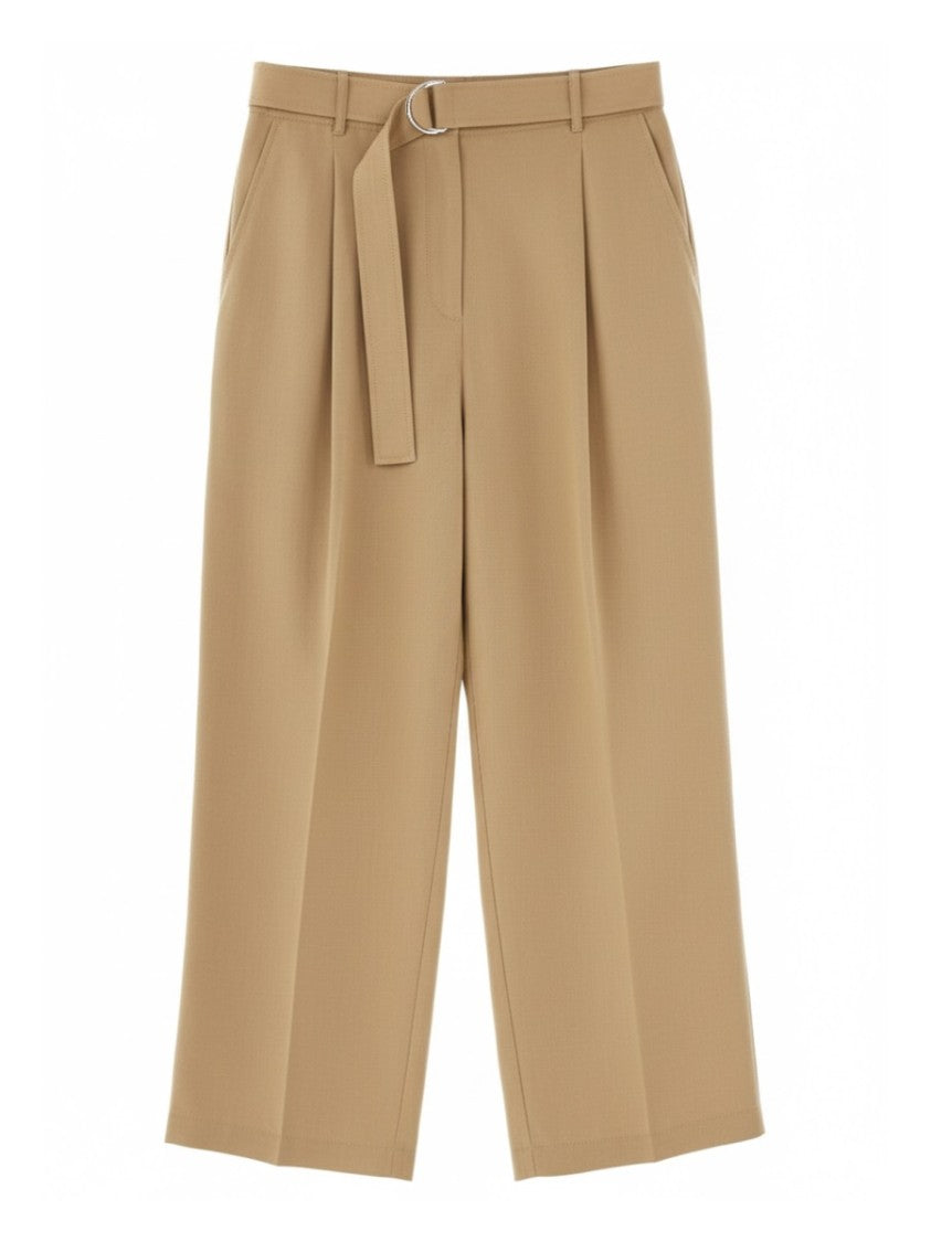 Paul Smith Neutrals High Waist Belted Lyocell-Linen Wide-Leg Pants