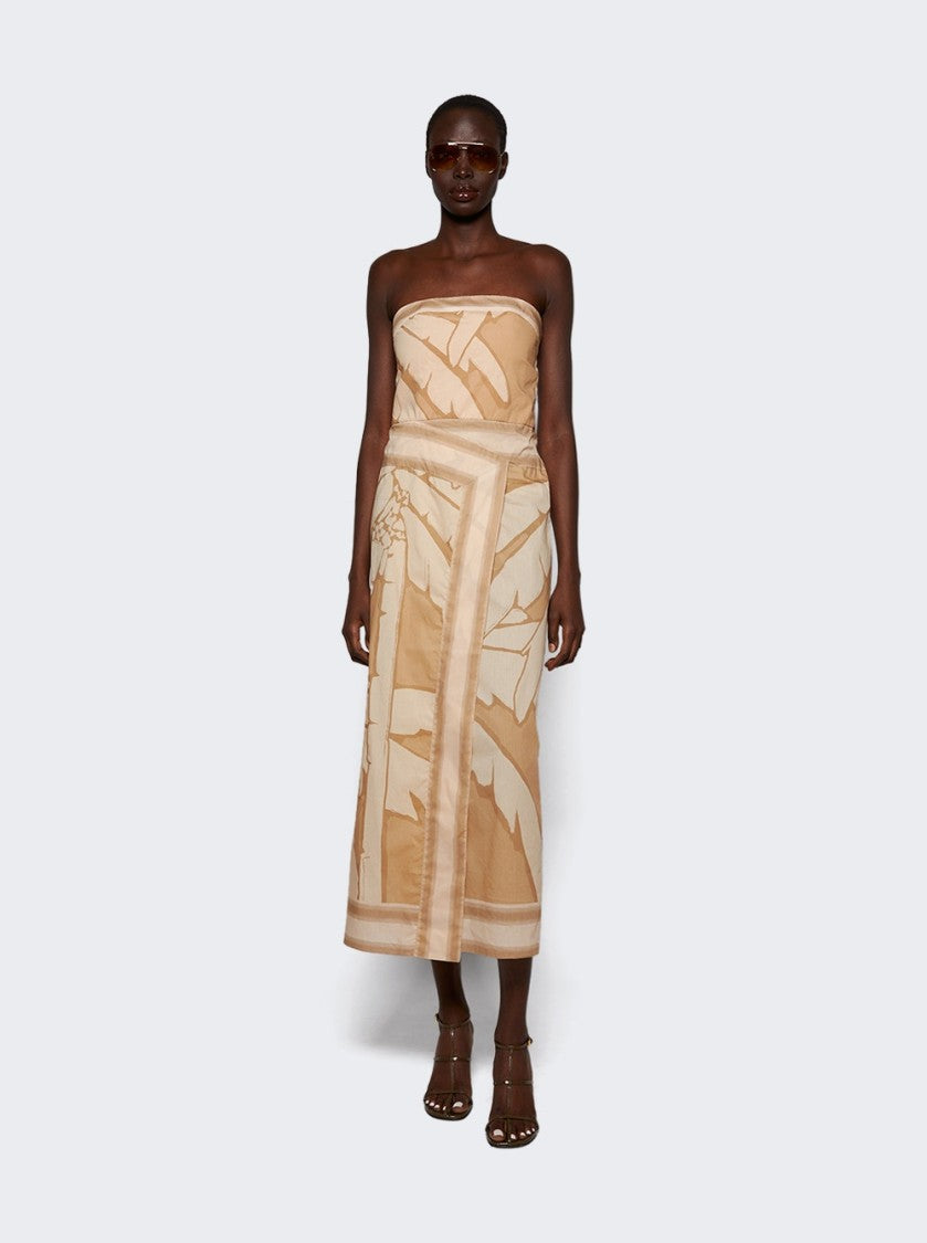 Johanna Ortiz Palms Pontoon Afternoon Ankle Dress Salty Palms Sand