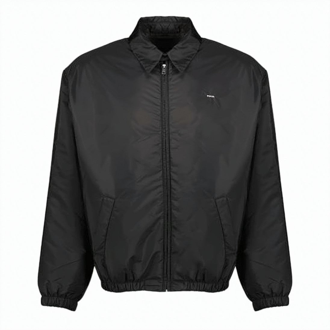 Prada Black Casual Jacket With Classic Collar And Zipper Closure