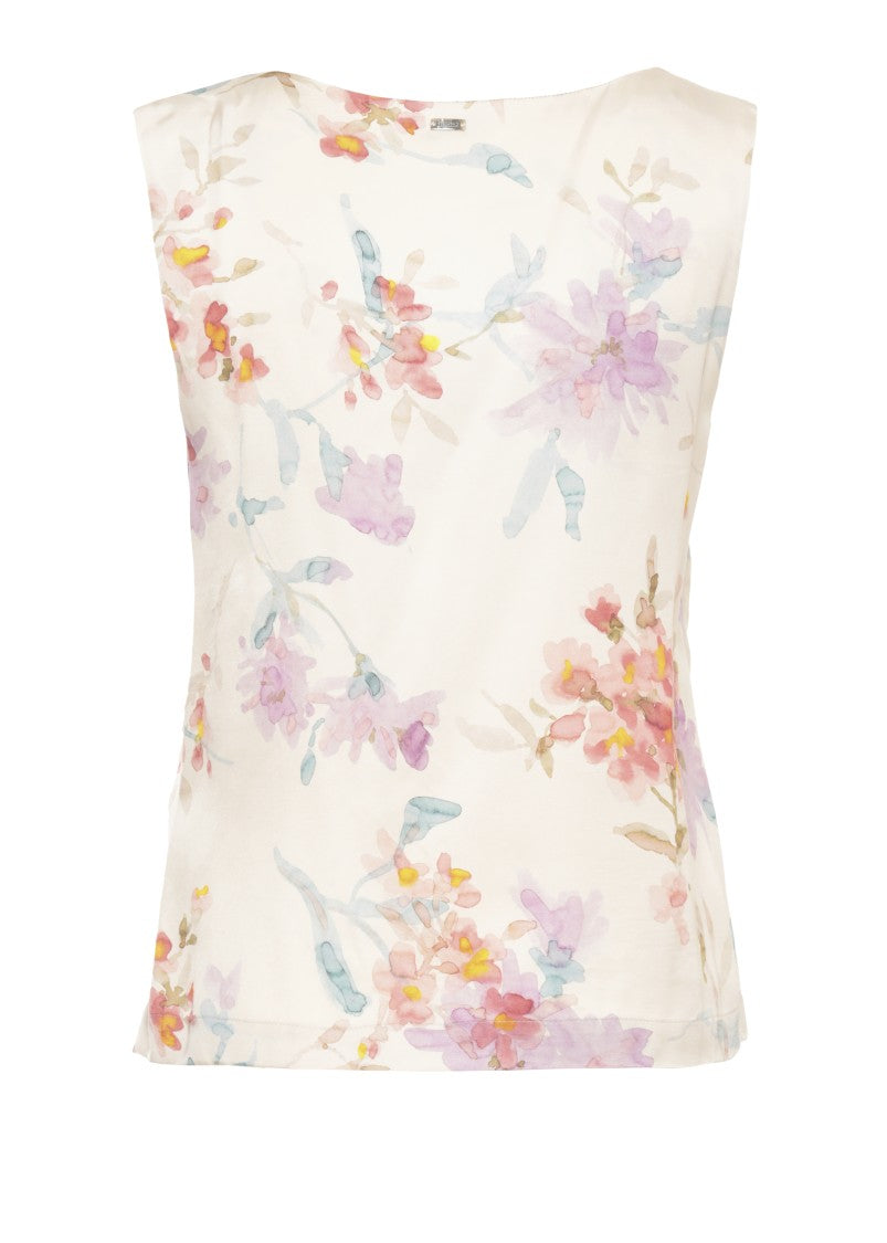Herno Ivory Floral Viscose Tank Top