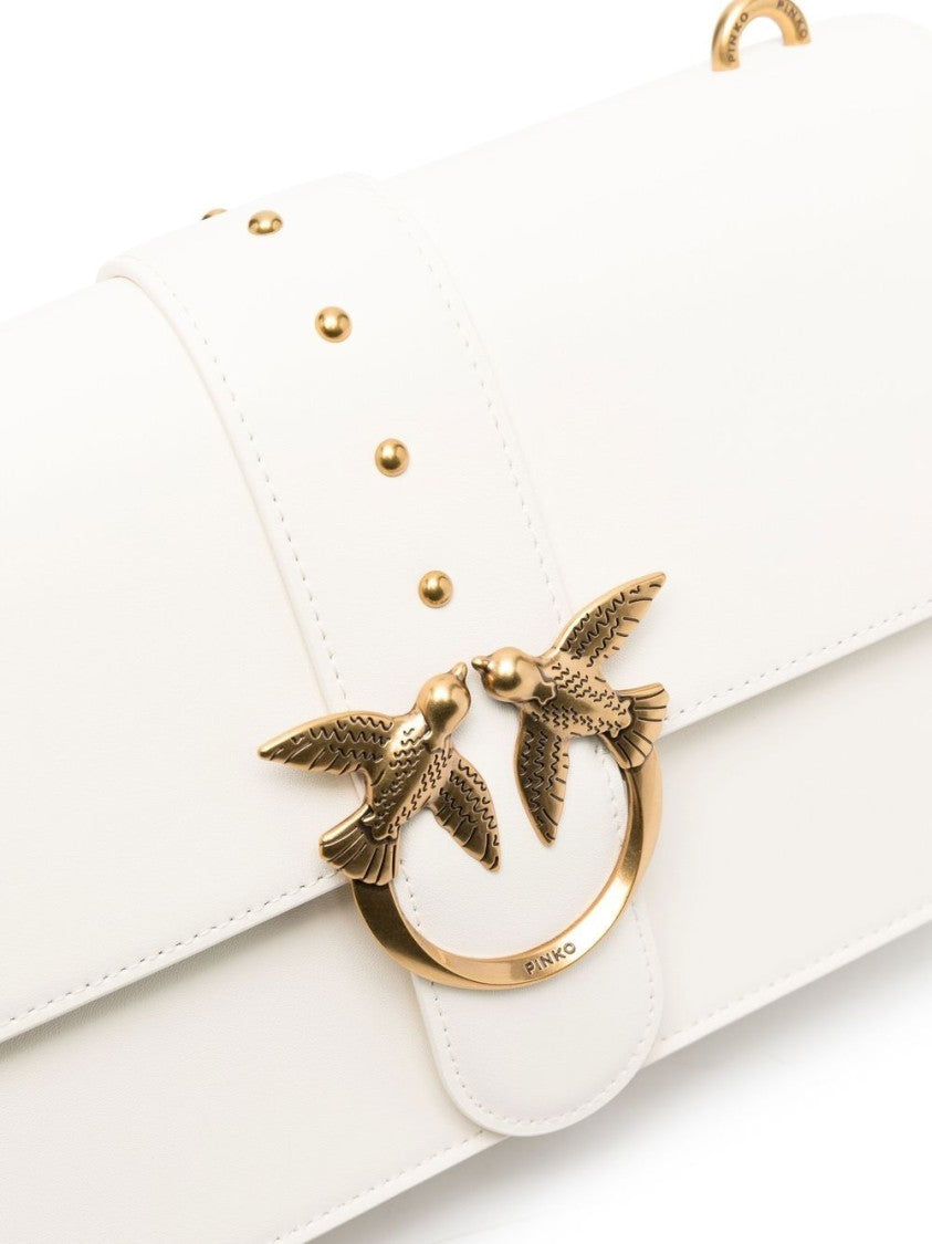 Pinko Cloud White Calf Leather Handbag