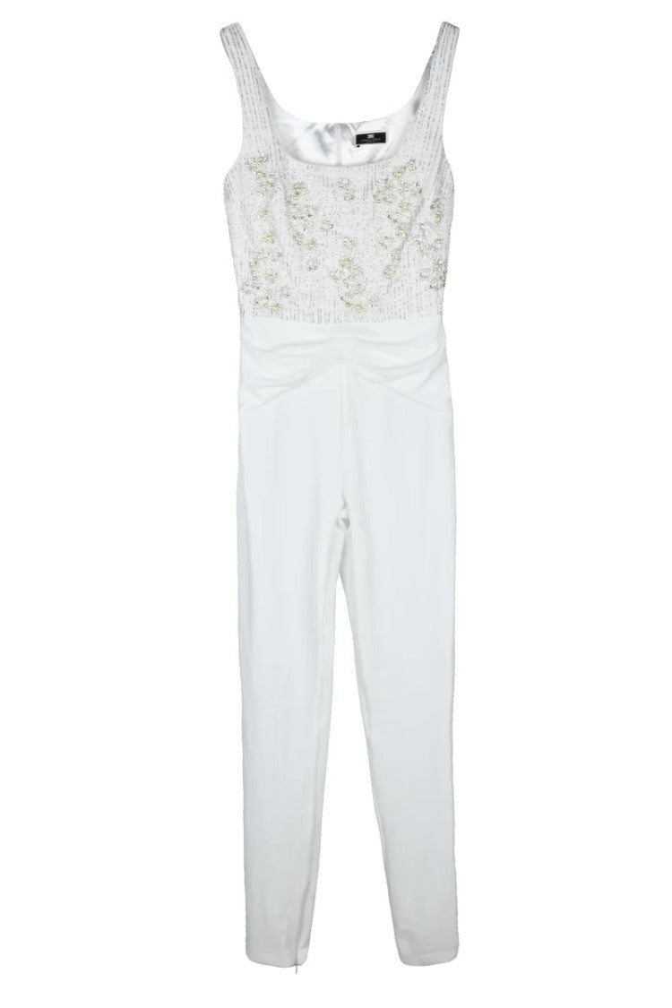 Elisabetta Franchi Velvet Jumpsuit - White