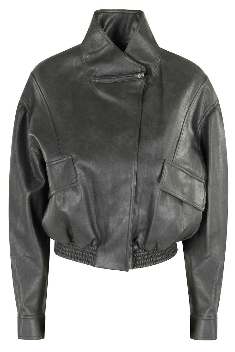 Low Classic Charcoal Eco Leather Short Jacket