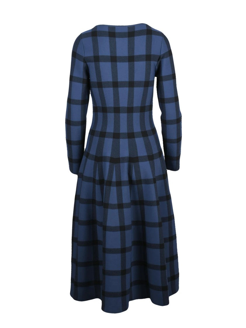 Valenti Blue Flared Viscose-Blend Stretch Midi Dress