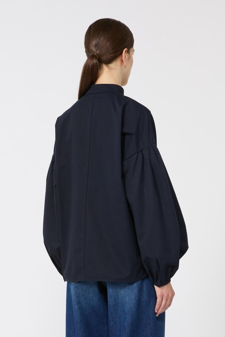 Max Mara Balloon Sleeve Top With Stand-Up Collar And V-Neckline