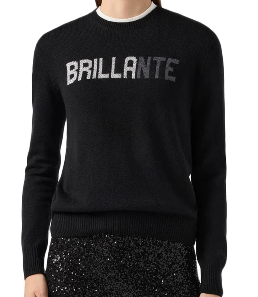 Mc2 Saint Barth Black Long-Sleeved Sweatshirt With Rhinestone Detail