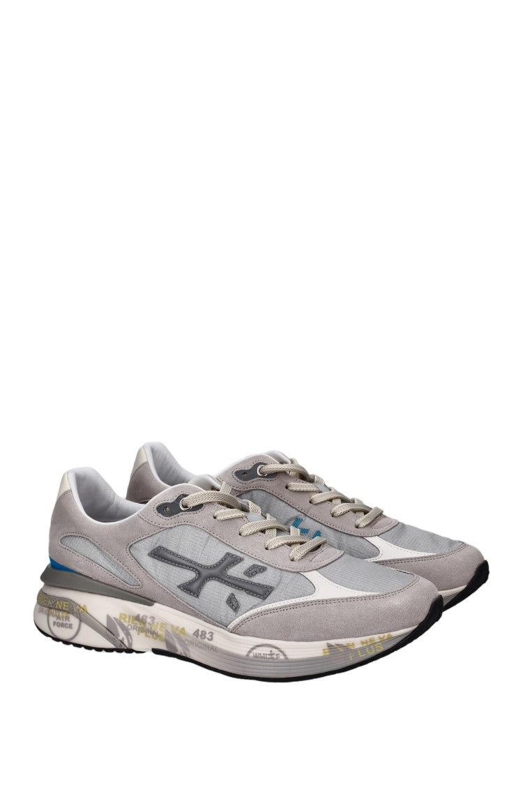 Premiata Leather And Canvas Trainers With Distinctive Branding