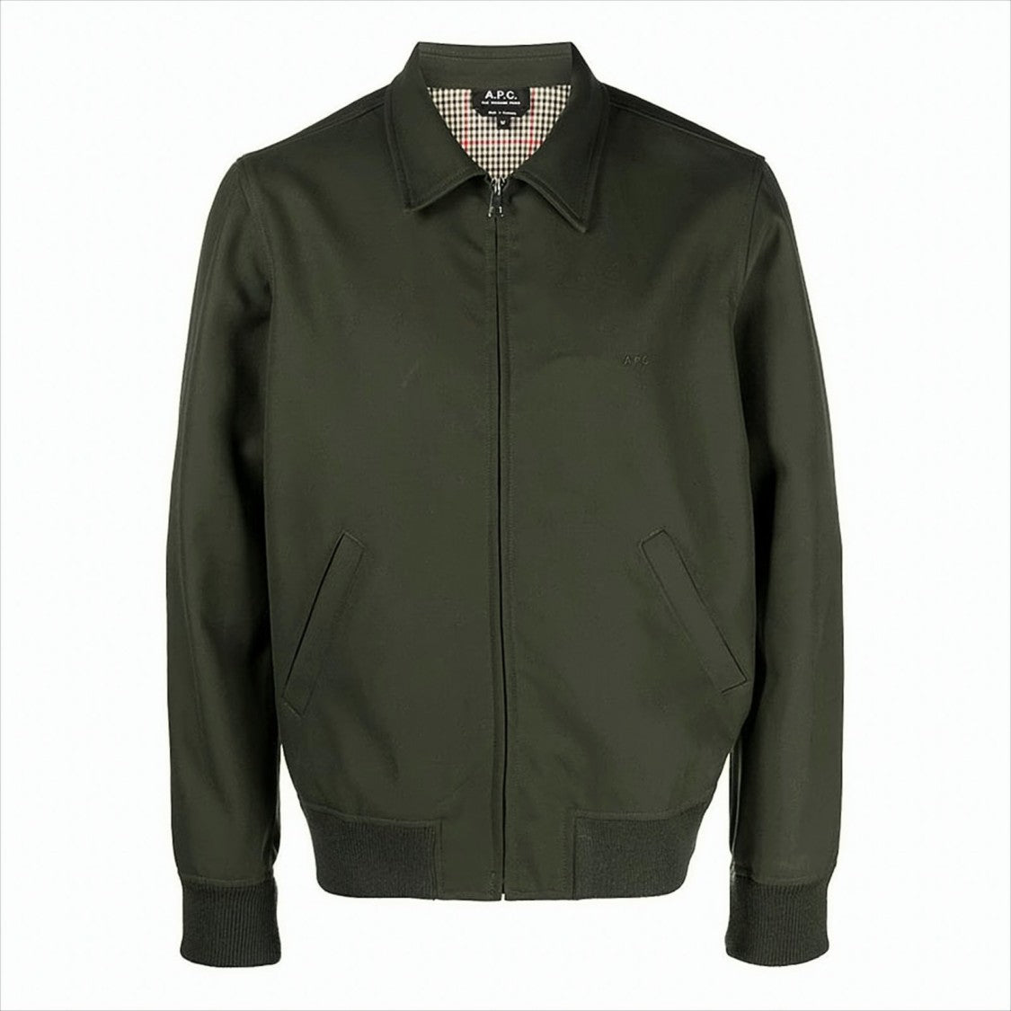 A.P.C. Green Bomber Jacket With Ribbed Details