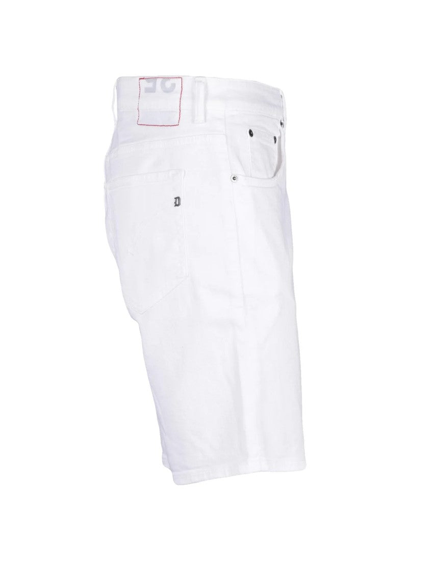 Dondup White Mid-Thigh Zip Closure Stretch Cotton Shorts