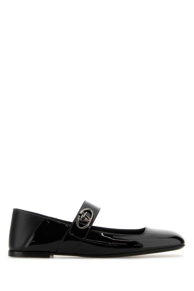 Valentino Garavani Black Leather Vlogo Locker Ballerinas
