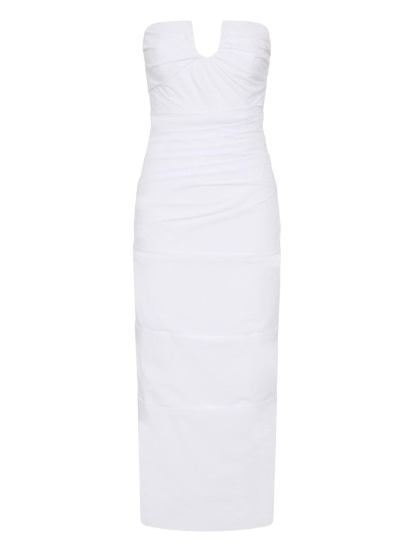 Rachel Gilbert Fitted Strapless Midi Dress