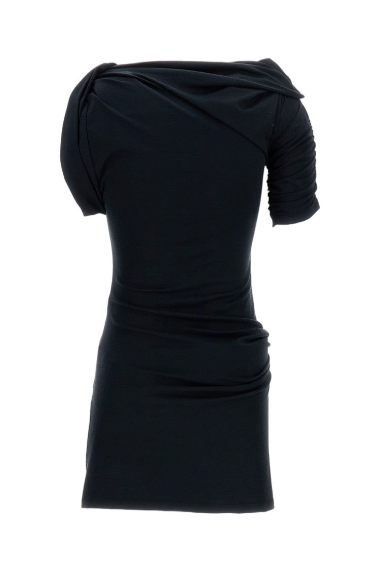 Jacquemus Draped Mini Dress With Asymmetric Neckline