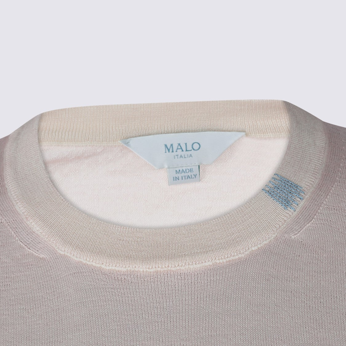 Malo Fitted Neutrals Crew Neck Sweater With Ribbed Details