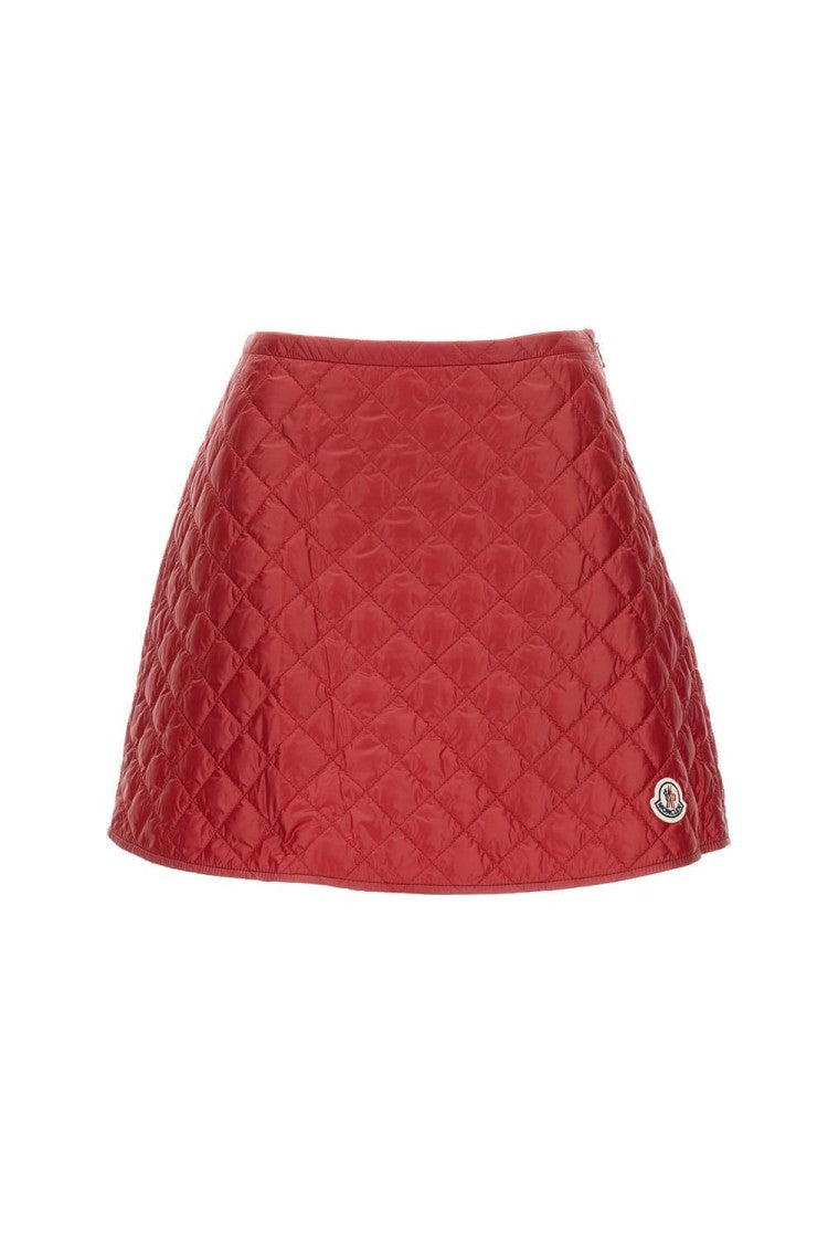 Moncler Quilted Flared Skirt With Logo Detail