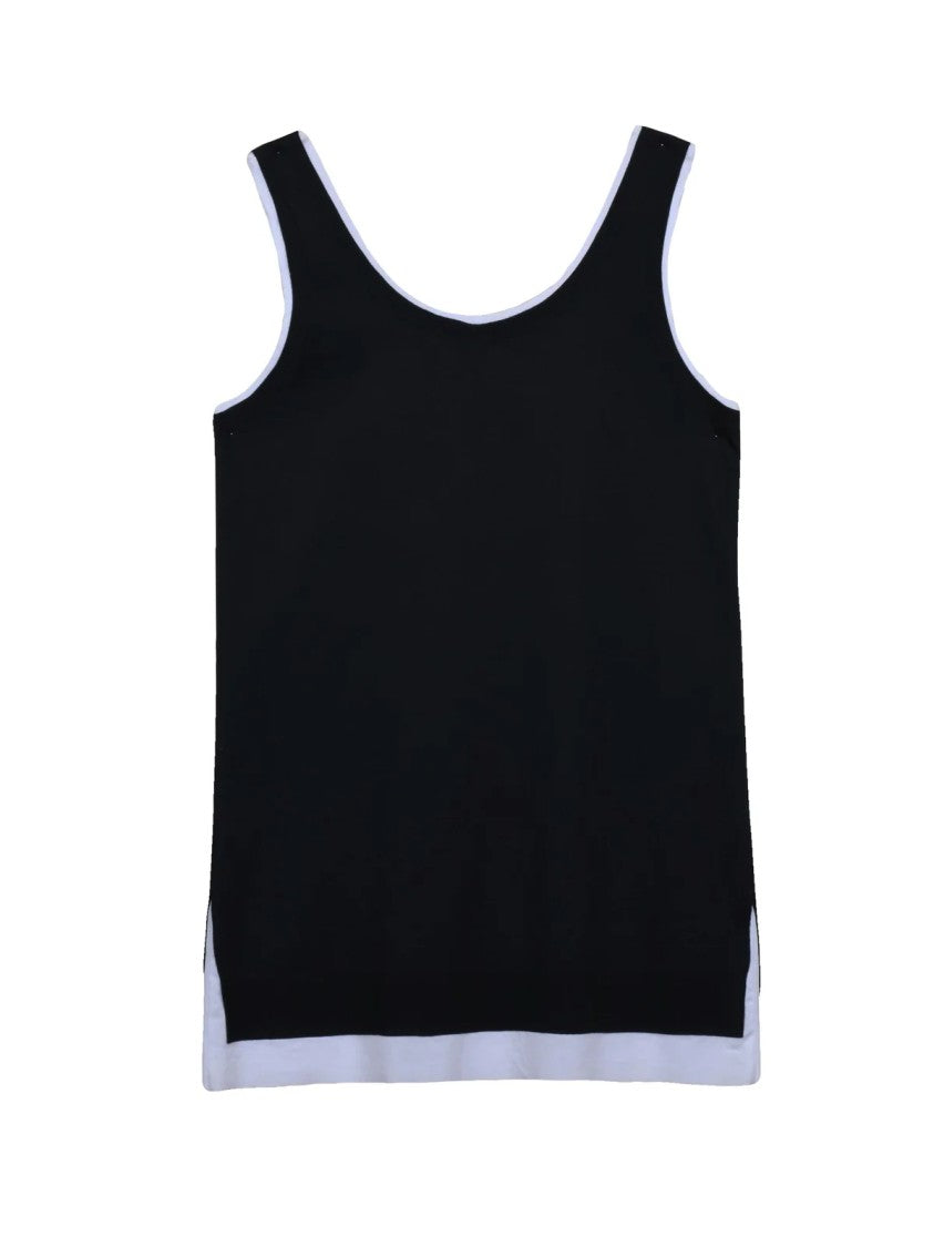 Miu Miu Blue And White Pinafore Dress With Distinctive Raw Edges