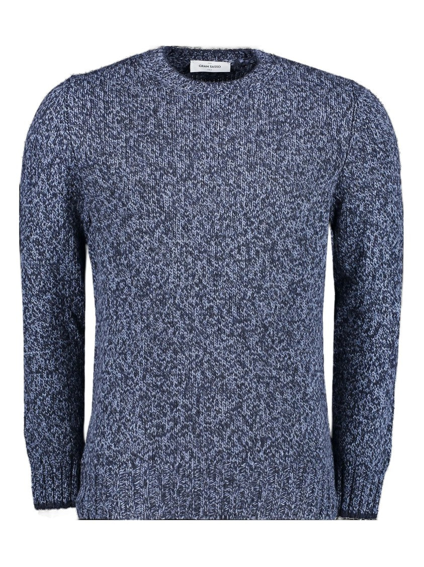 Gran Sasso Textured Knit Sweater With Classic Crew Neckline