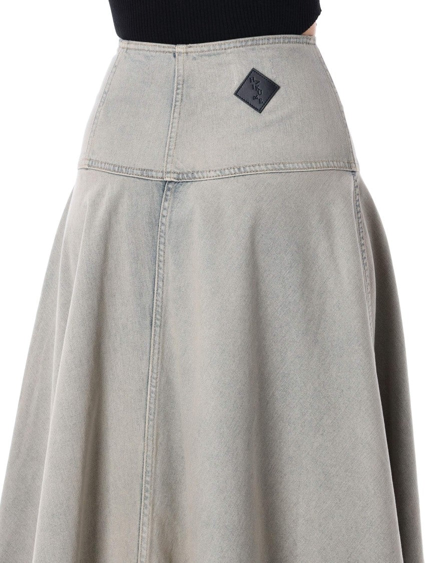 Haikure Thea High-Waisted Denim Maxi Skirt