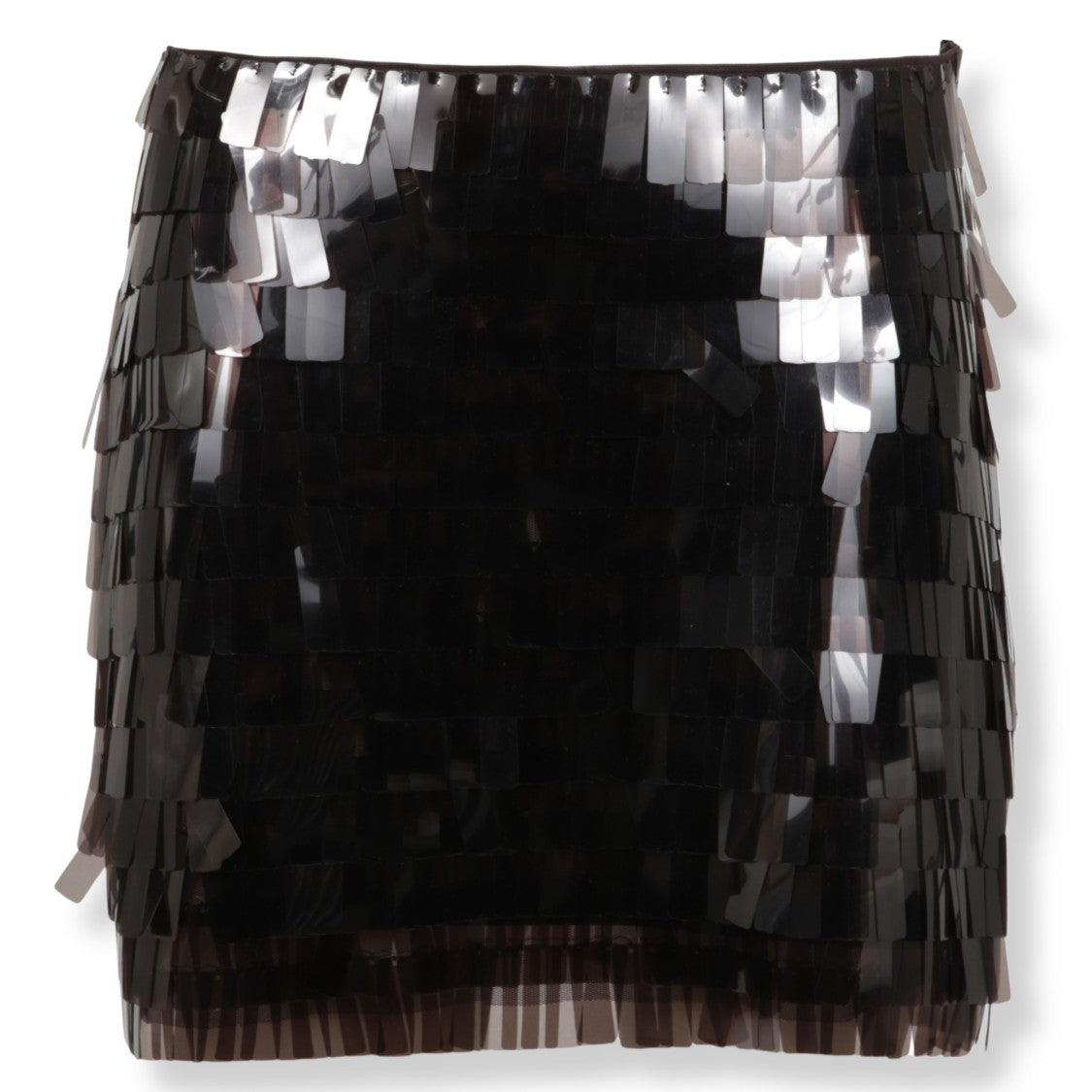 Staud Fringed Black Sequined Mini Skirt