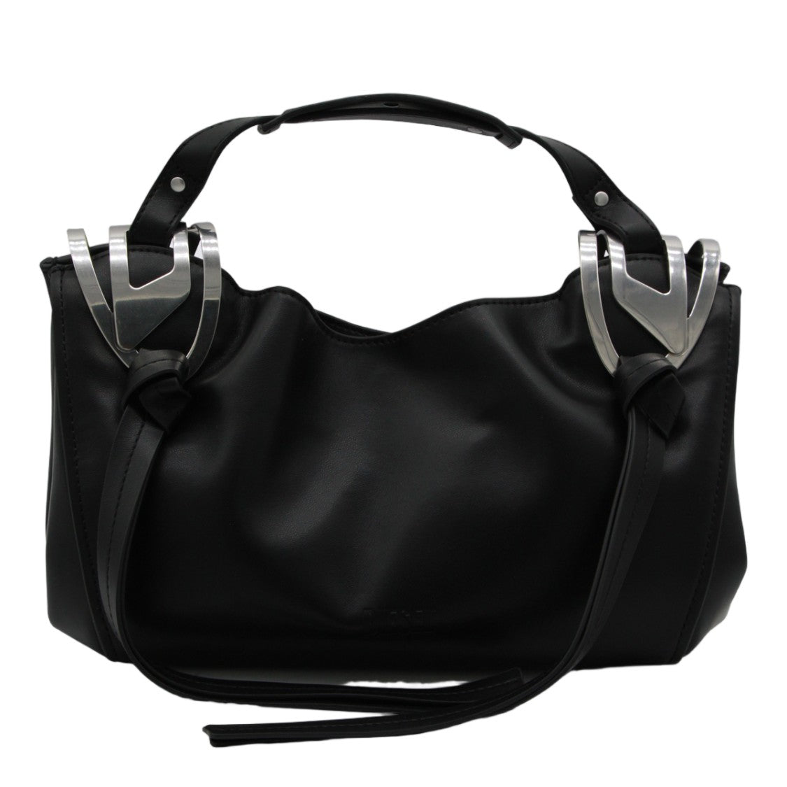 Diesel Sleek Black Handbag With Angular Silver Hardware
