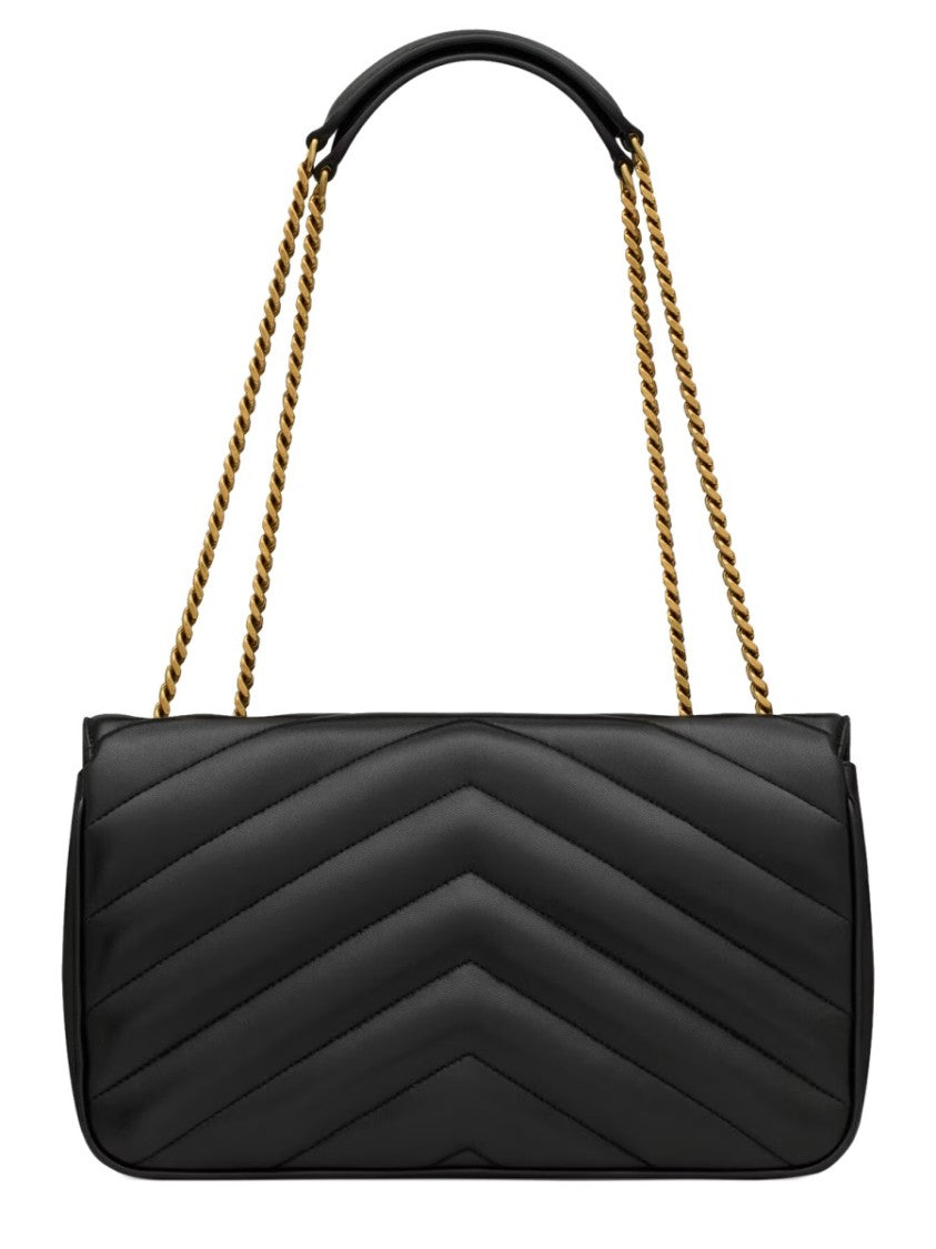 Saint Laurent Medium Chevron Quilted Lamb Leather Bag With Gold Hardware