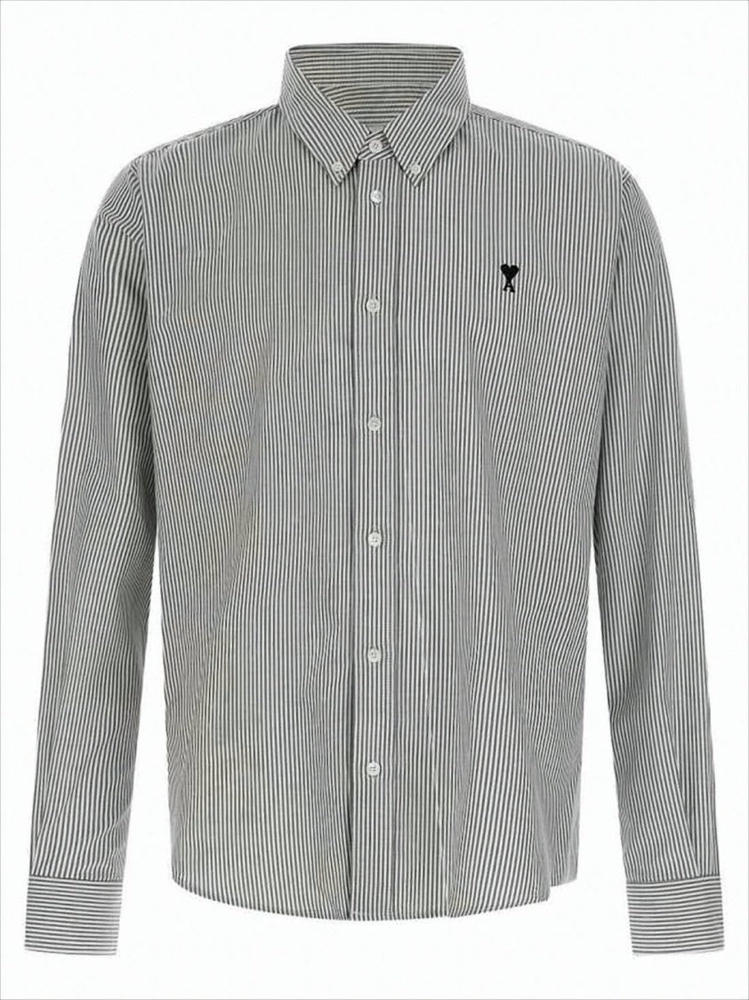 Ami Paris Long-Sleeve Striped Button-Up Shirt