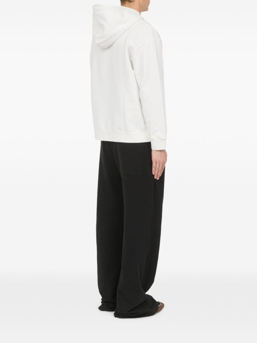 Mm6 By Maison Margiela White Cotton Front Pouch Hoodie