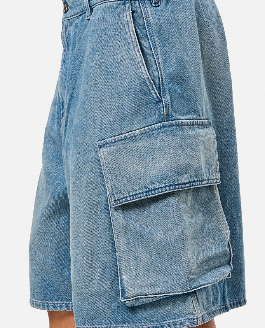 J. W. Anderson Relaxed Denim Blue Cargo Shorts With Embroidered Logo