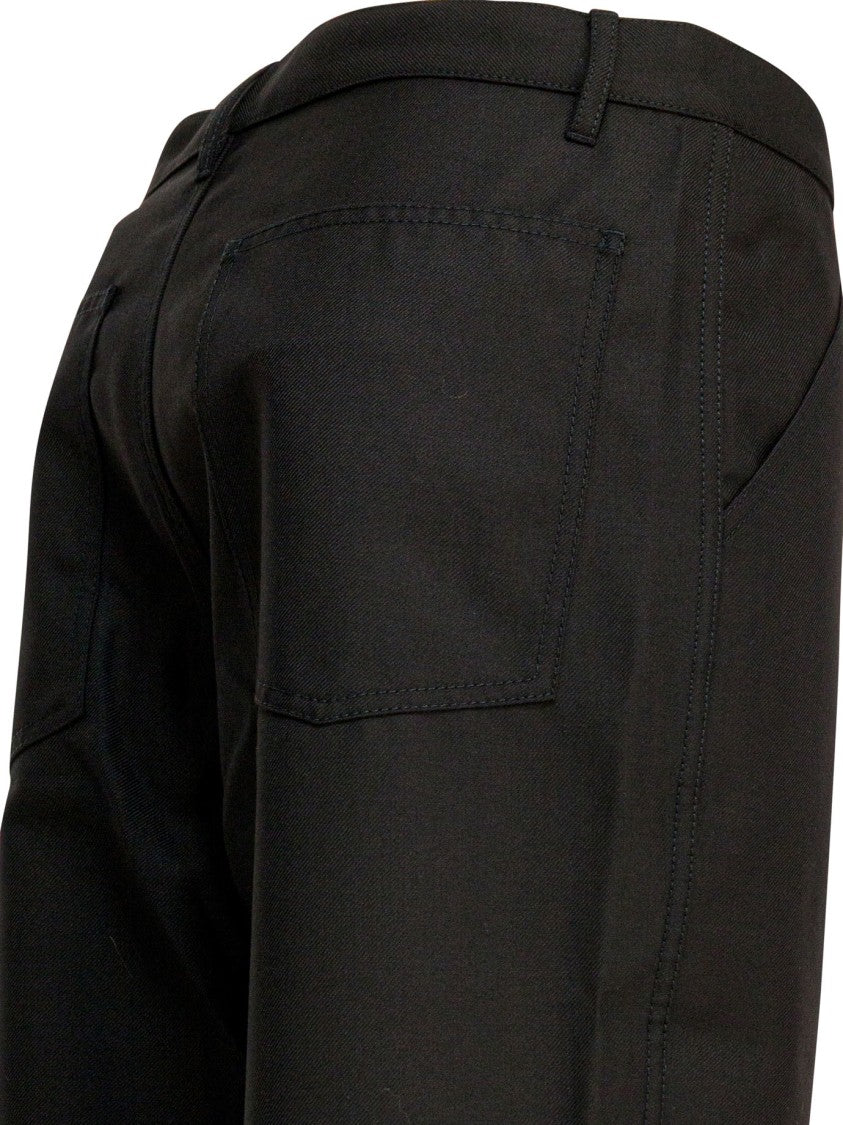 Comme Des Garçons Tailored Black Wool Blend Trousers With Functional Pockets