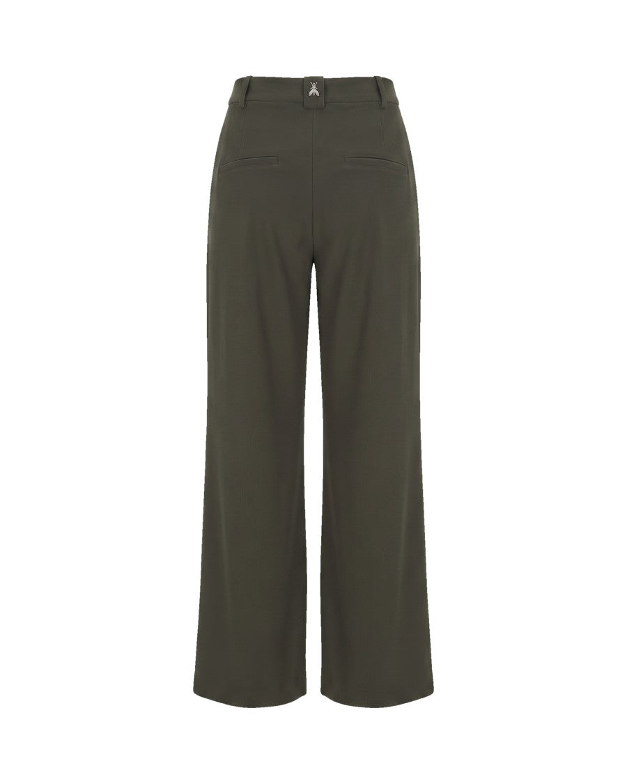 Patrizia Pepe Military Green High-Waisted Wide-Leg Pants