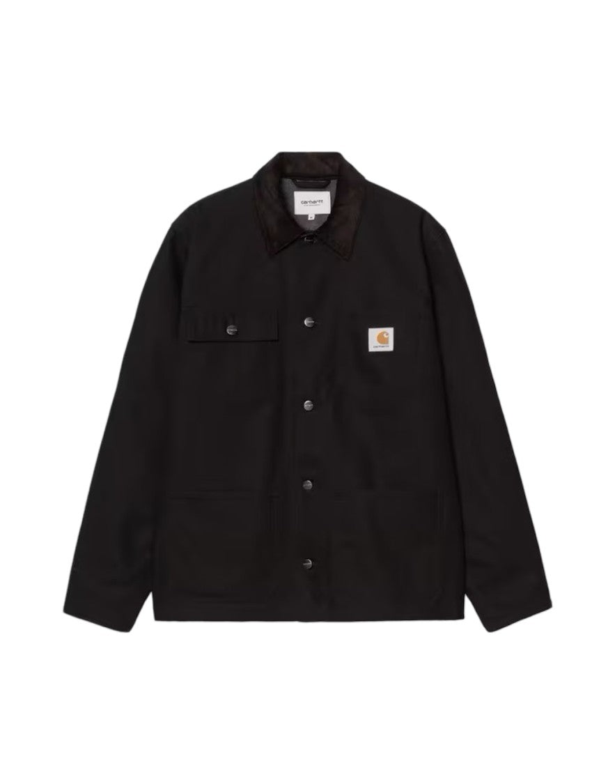 Carhartt Wip Button-Up Black Michigan Coat With Structured Collar