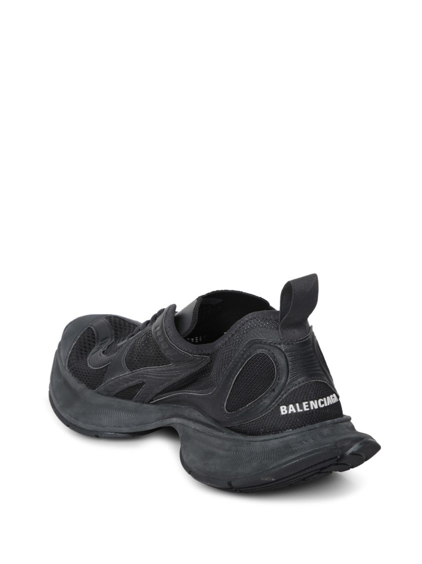 Balenciaga Black Mesh Leather Sneakers