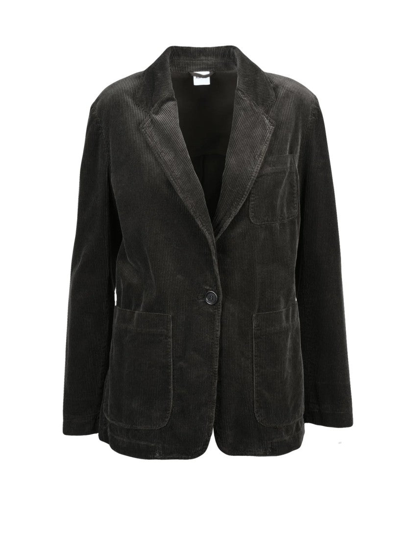 Aspesi Soft Corduroy Jacket With Single-Button Closure And Three Patch Pockets