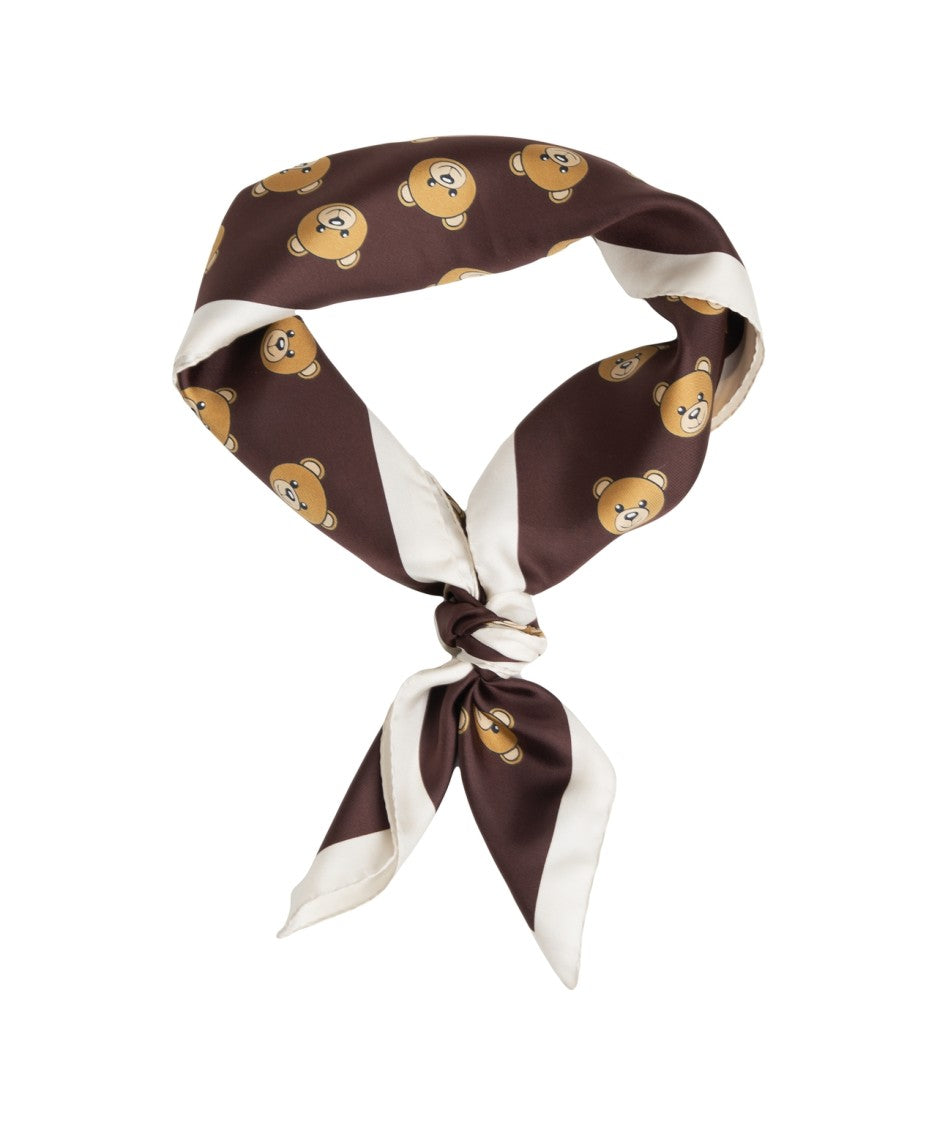 Moschino Silk Scarf With Distinctive Teddy Bear Motif