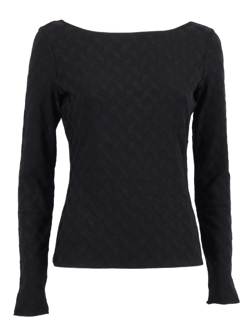 Emporio Armani Textured Black Jumper With Fitted Silhouette