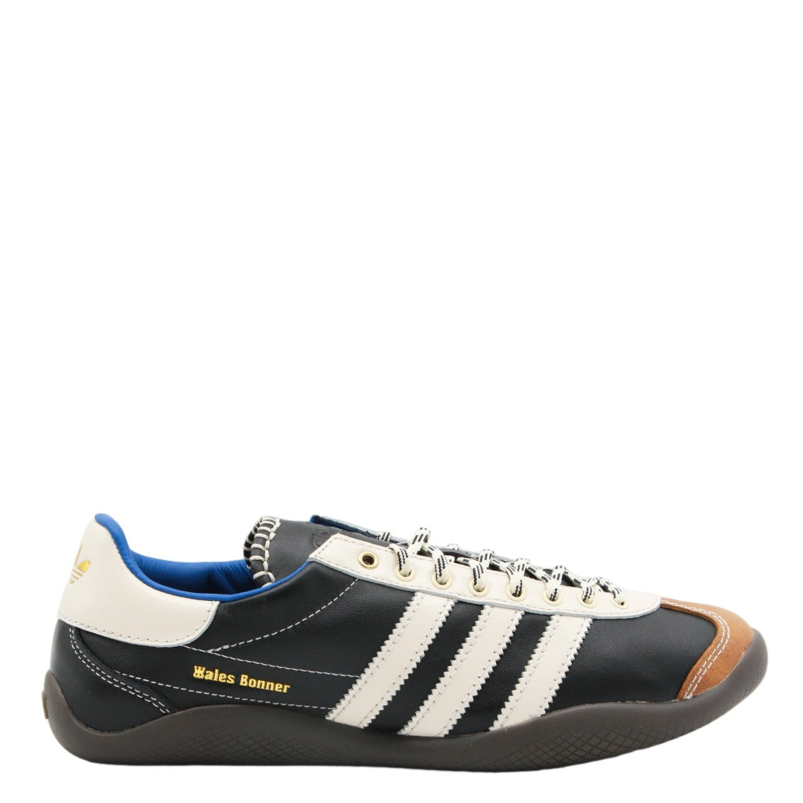 Adidas By Wales Bonner Black Leather Sneakers With Contrasting Stripes