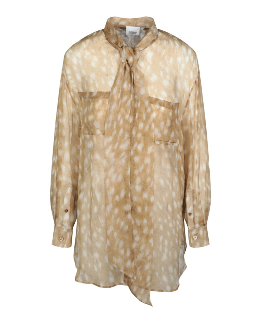 Burberry Tied Deer-Printed Silk Blouse