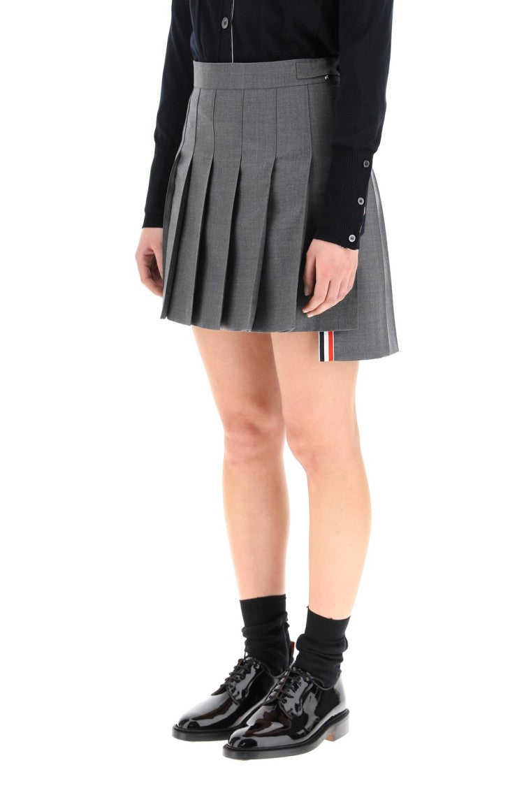 Thom Browne Pleated Tailored Skirt In Refined Wool Fabric
