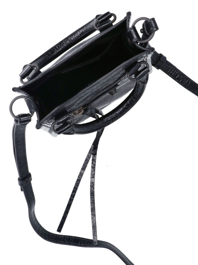 Balenciaga Black Le City Lambskin Leather Phone Tote Bag